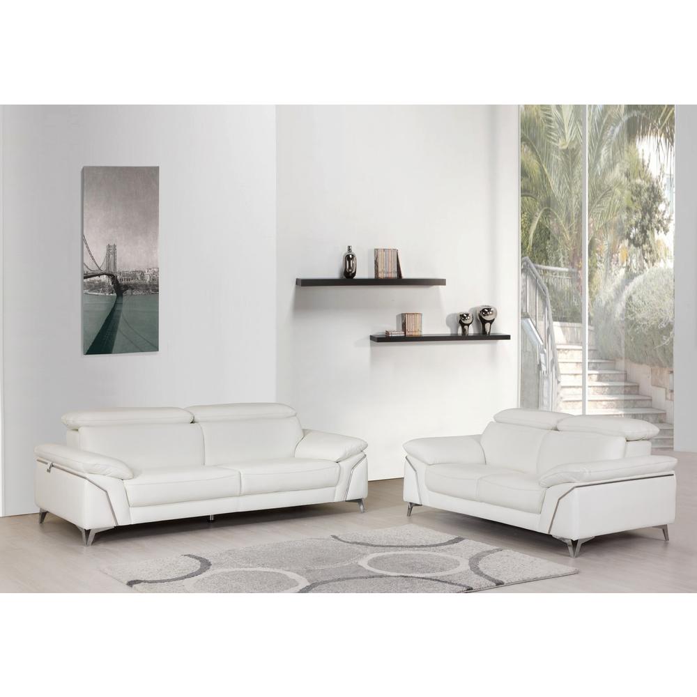 68'' X 41''  X 39'' Modern White Leather Sofa And Loveseat - 343868. Picture 1