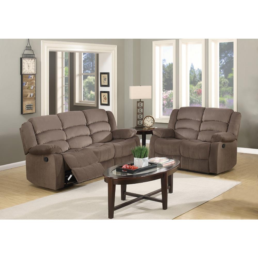 60'' X 35''  X 40'' Modern Brown Leather Sofa And Loveseat - 343875. Picture 1