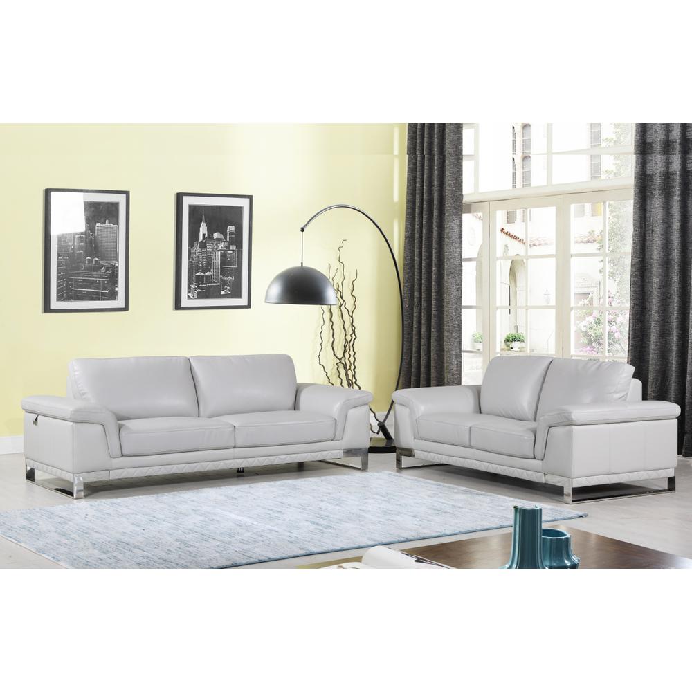 Set of Modern Light Gray Leather Sofa And Loveseat - 343884. Picture 2