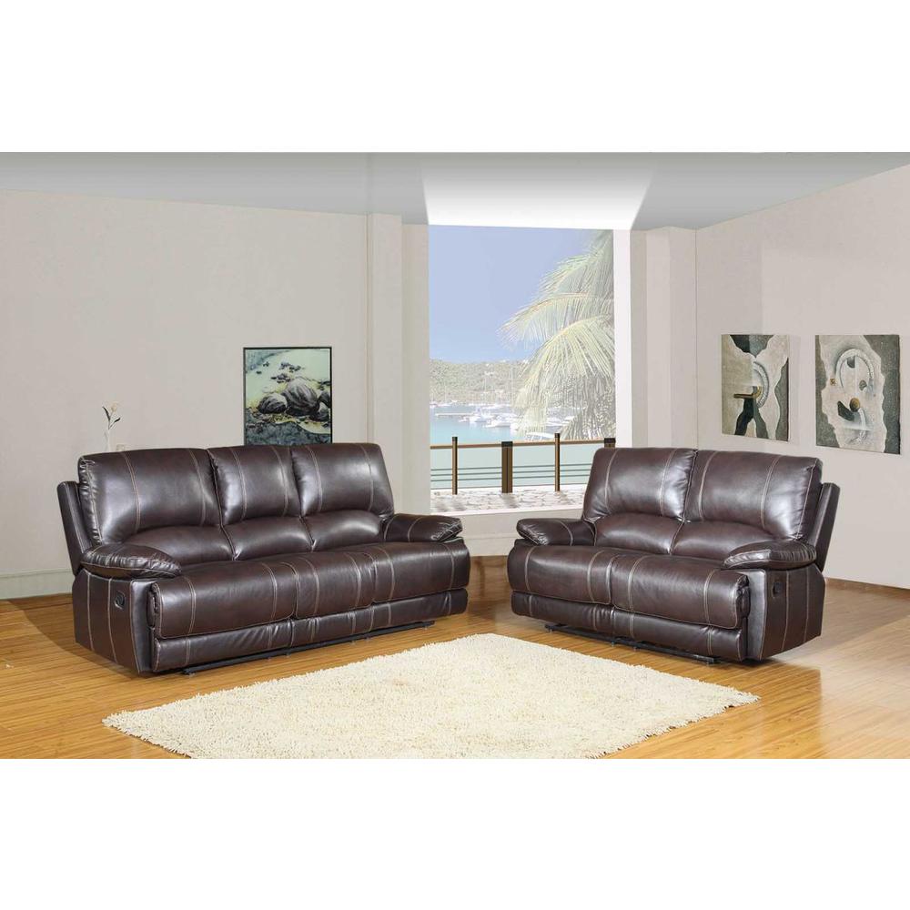 76'' X 40''  X 41'' Modern Brown Leather Sofa And Loveseat - 343890. Picture 1