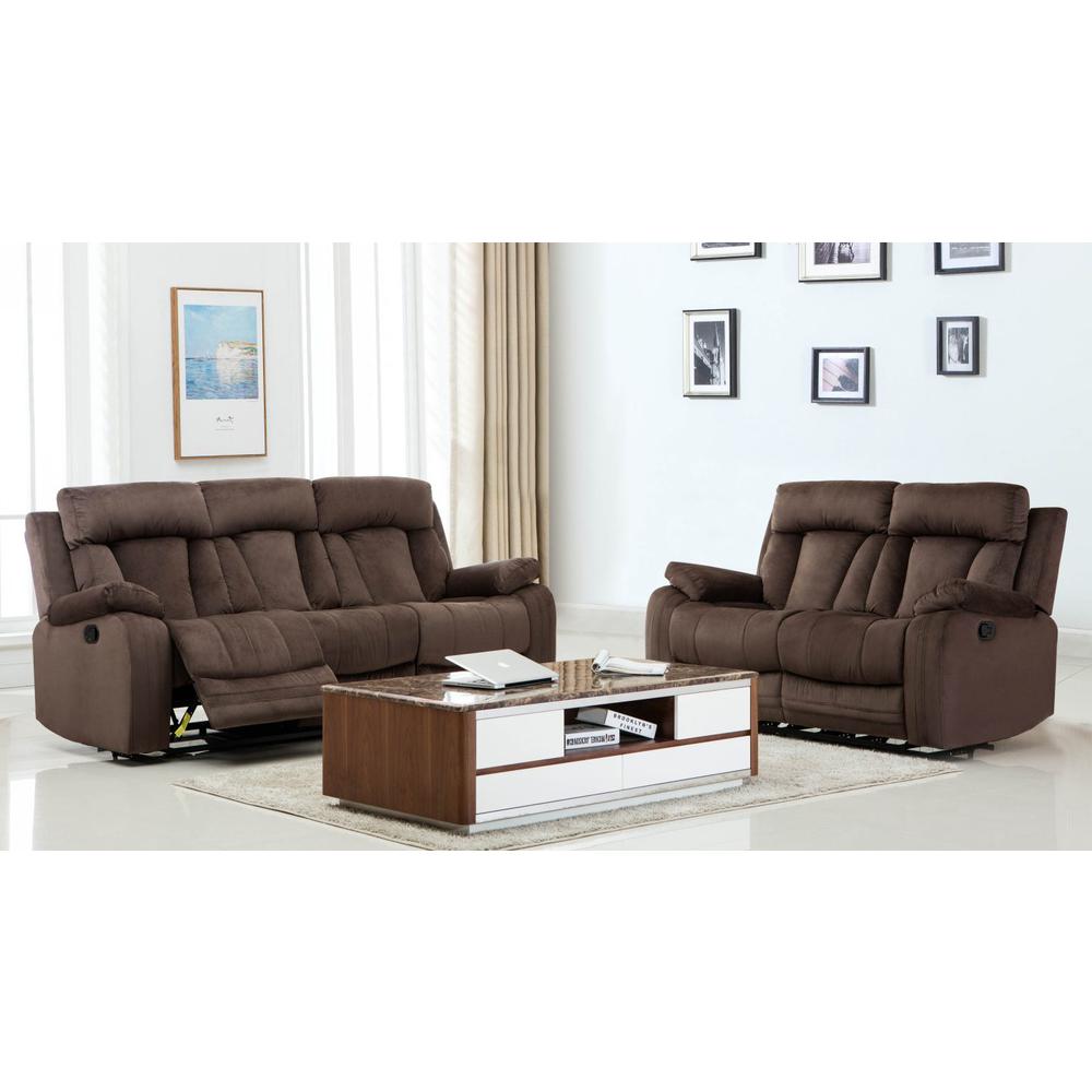 84" X 38" X 40"  Modern Brown Leather Sofa And Loveseat - 343892. Picture 1