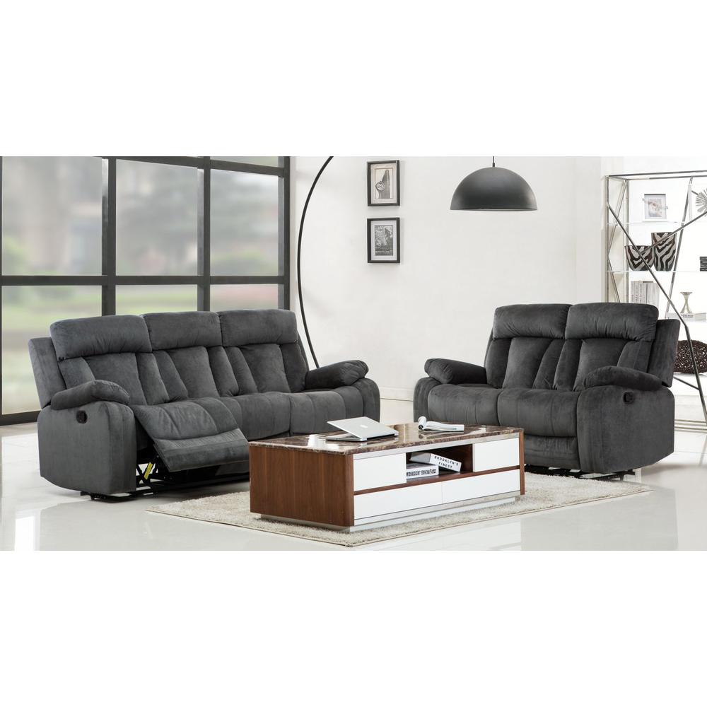 68'' X 38''  Modern Gray Leather Sofa And Loveseat - 343894. Picture 1