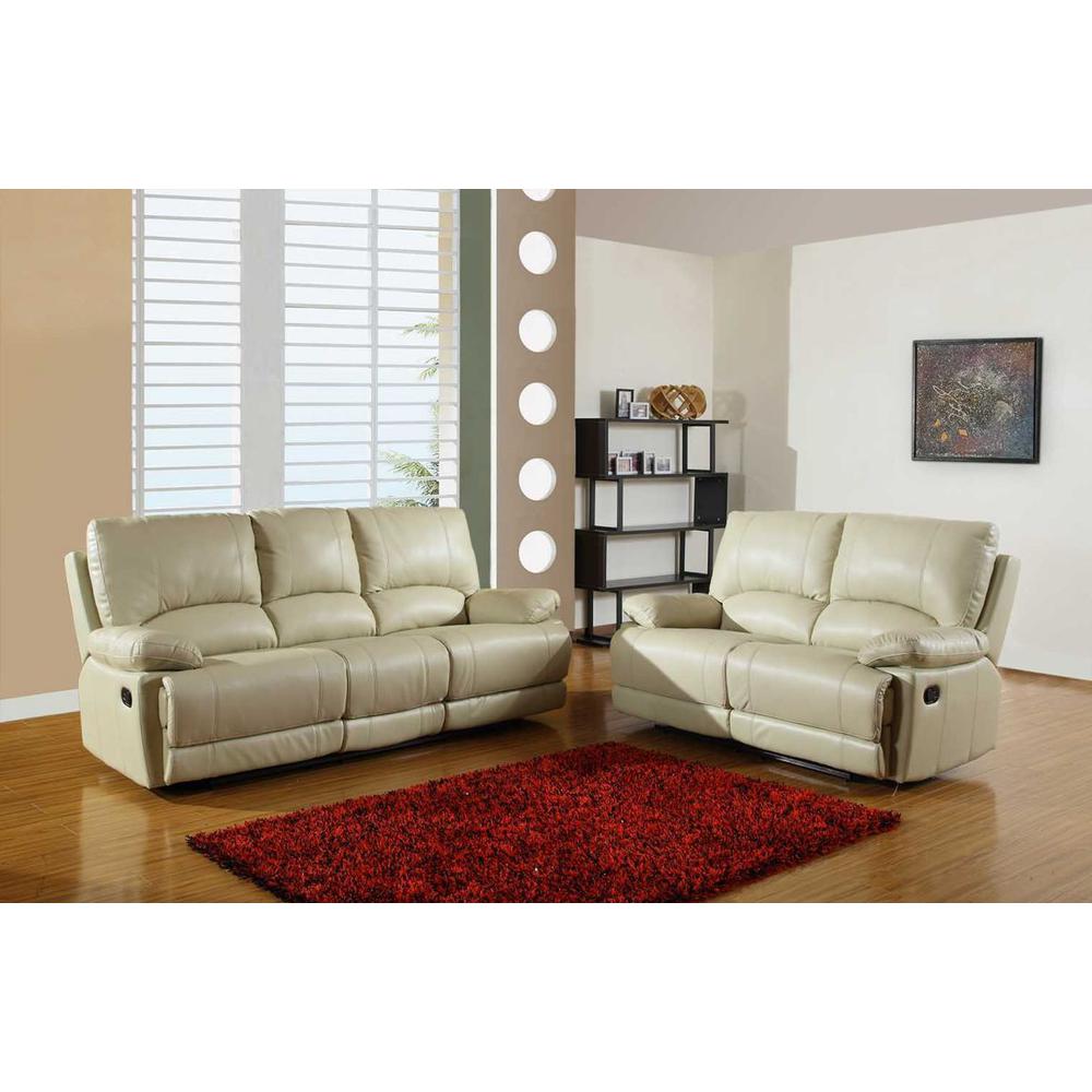 76'' X 40''  X 41'' Modern Beige Leather Sofa And Loveseat - 343900. Picture 1