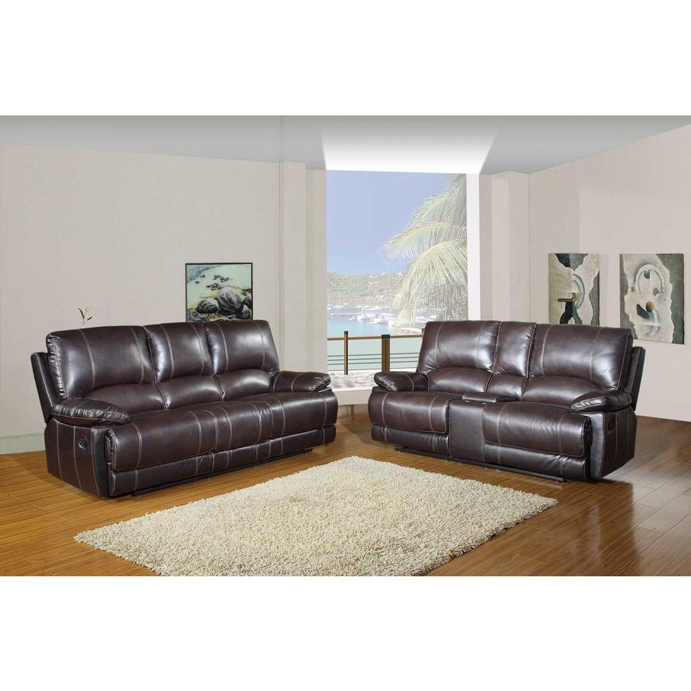 76'' X 40''  X 41'' Modern Brown Sofa With Console Loveseat - 343907. Picture 1