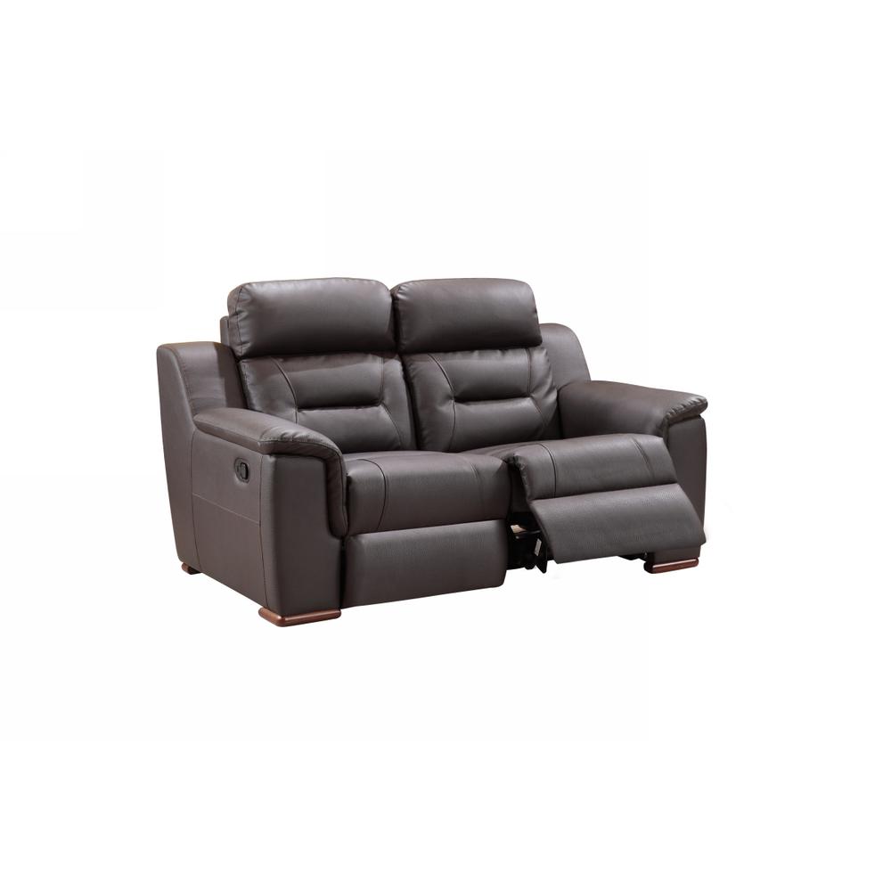 67'' X 41''  X 41'' Modern Brown Leather Loveseat - 343909. Picture 1