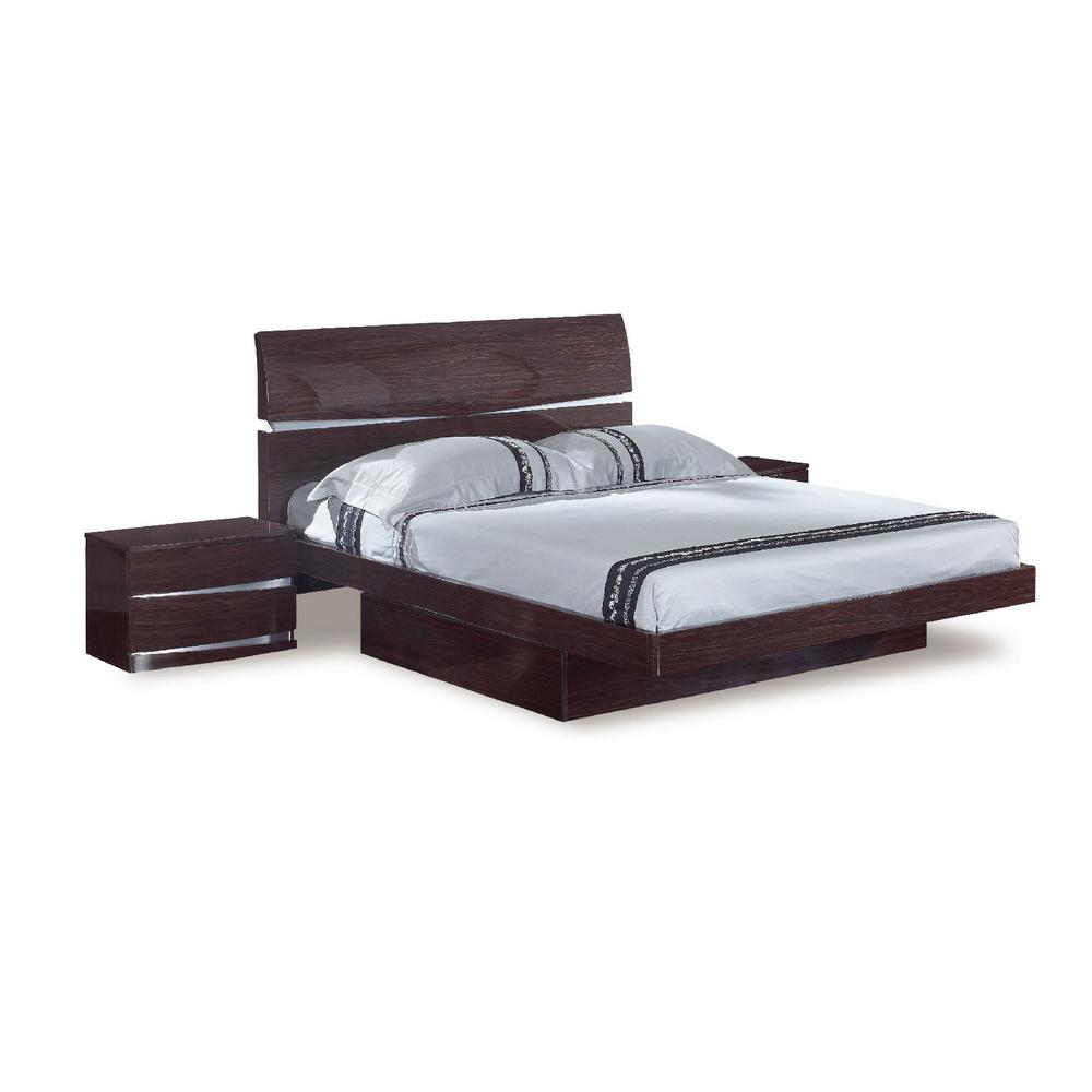 85'' X 72''  X 42.5'' Modern California King Wenge High Gloss Bed - 343913. Picture 1