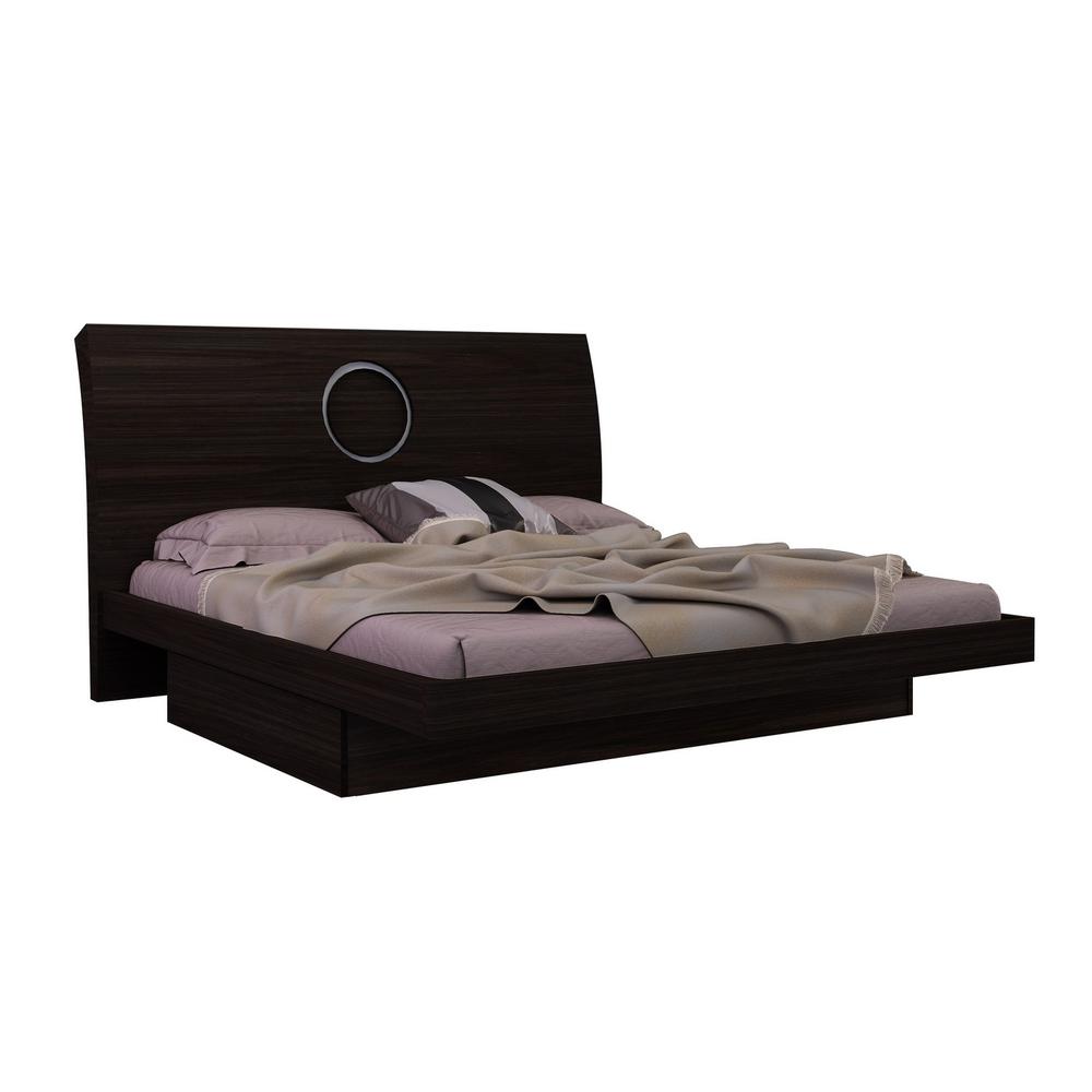77'' X 90''  X 40'' Modern Eastern King Wenge High Gloss Bed - 343918. Picture 1