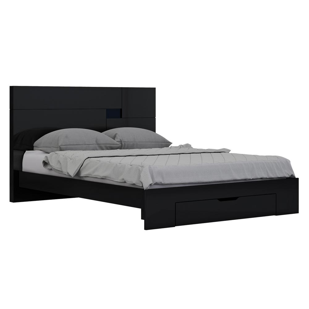 79'' X 80''  X 43'' Modern Eastern King Black High Gloss Bed - 343923. Picture 1