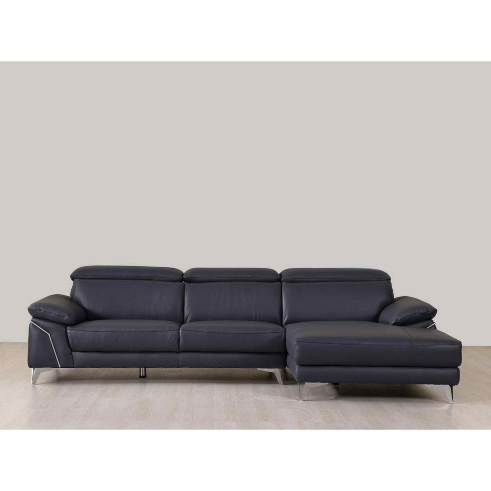 114'' X 67''  X 39'' Modern Blue Genuine Italian Leather Sectional - 343949. Picture 1