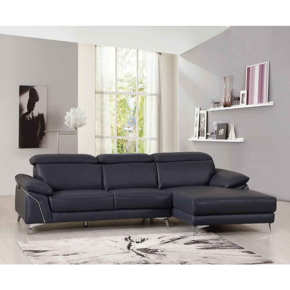 114'' X 67''  X 39'' Modern Blue Genuine Italian Leather Sectional - 343949. Picture 5