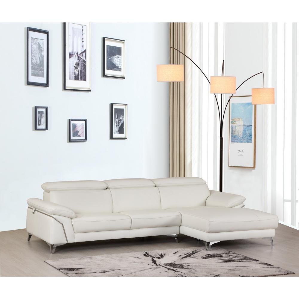 181'' X 41''  X 39'' Modern White Leather Sectional - 343951. Picture 1