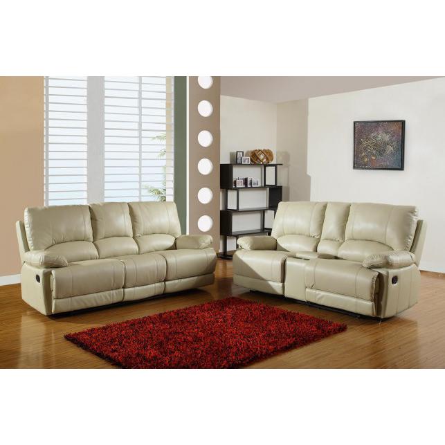 76'' X 40''  X 41'' Modern Beige Sofa With Console Loveseat - 343975. Picture 1
