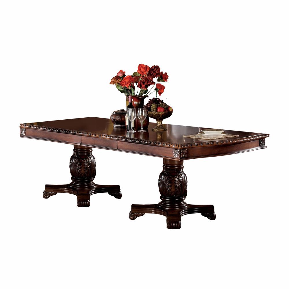 46" X 96" X 31" Cherry Wood Poly Resin Dining Table w/Double Pedestal - 346969. Picture 1