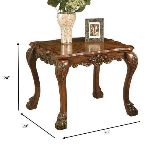 28" X 28" X 24" Cherry Oak Wood Poly Resin End Table. Picture 3