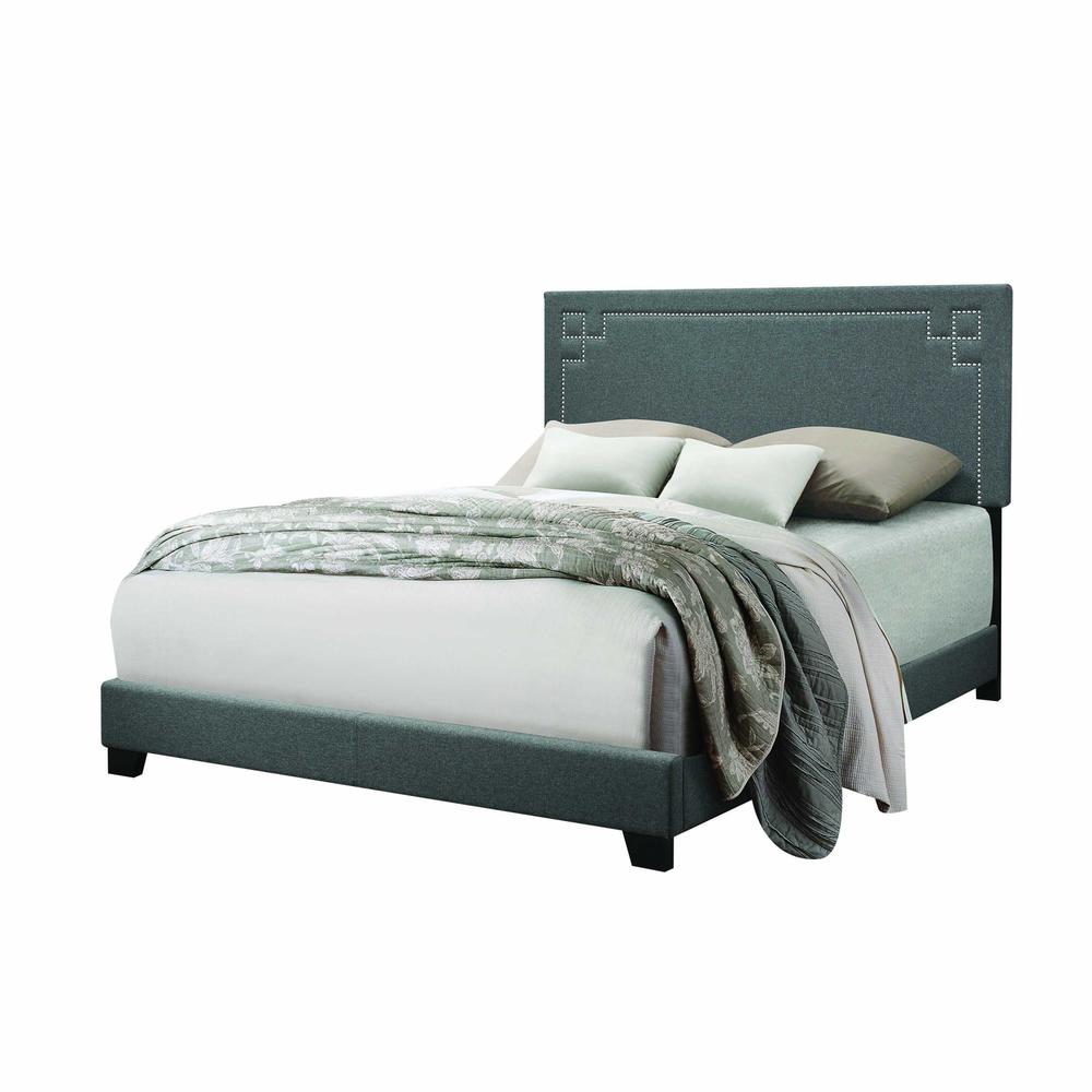 Contemporary Gray Upholstered King Size Bed - 347040. Picture 1