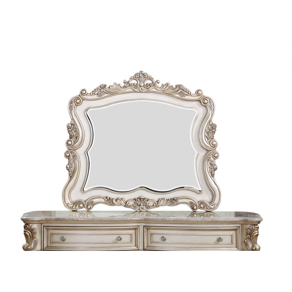 2" X 50" X 44" Antique White Wood Mirror - 347175. Picture 1