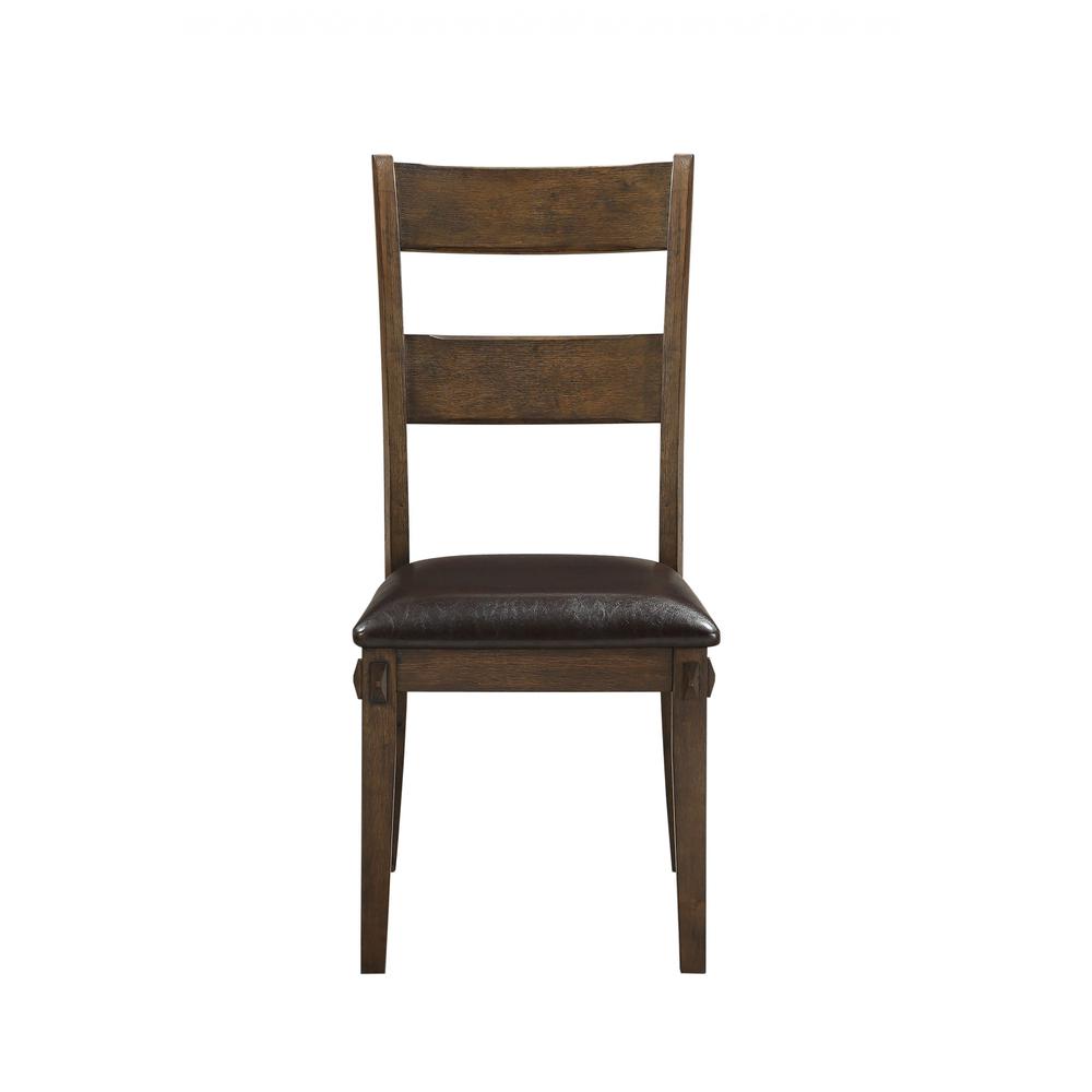 19" X 21" X 39" Faux Leather Upholstered and Dark Oak Wood Side Chair - 347360. Picture 3