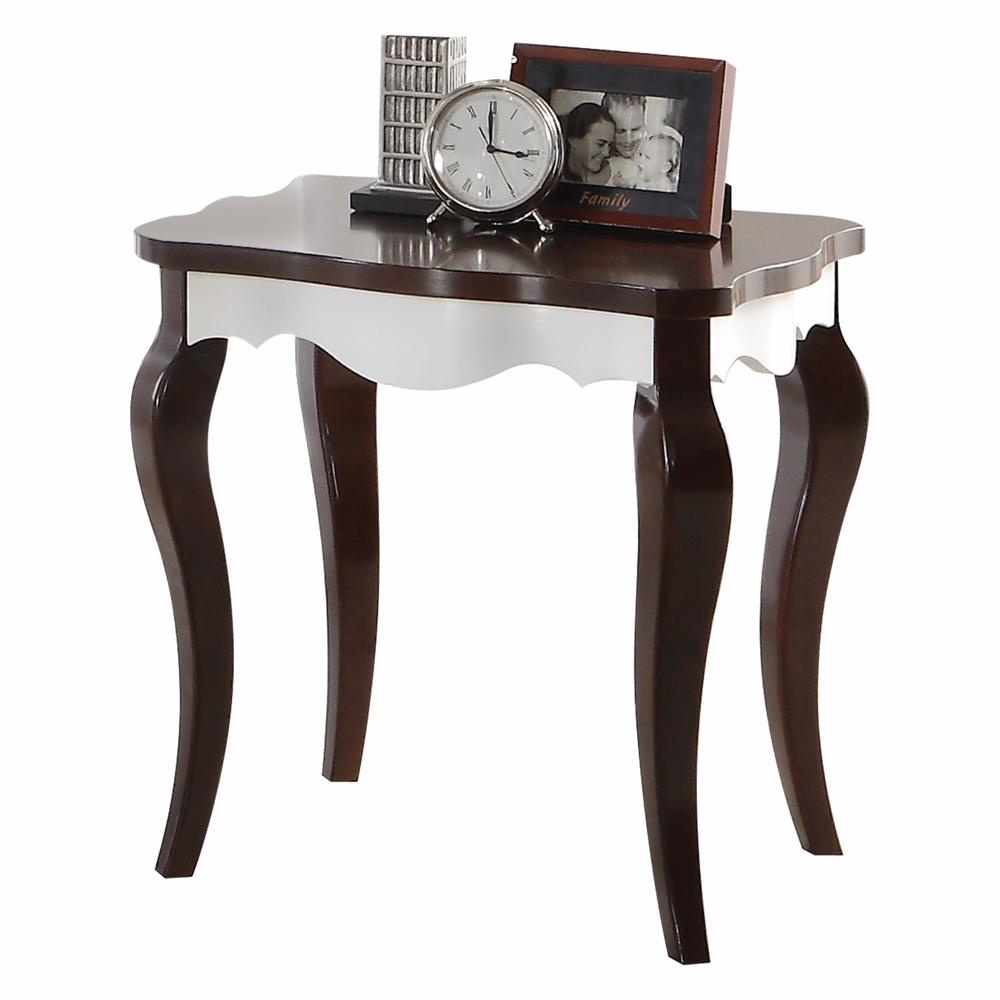 24" X 22" X 24" Walnut White Wood End Table. Picture 1