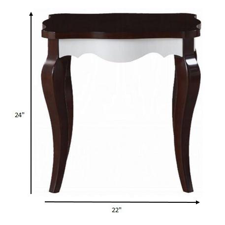 24" X 22" X 24" Walnut White Wood End Table. Picture 4