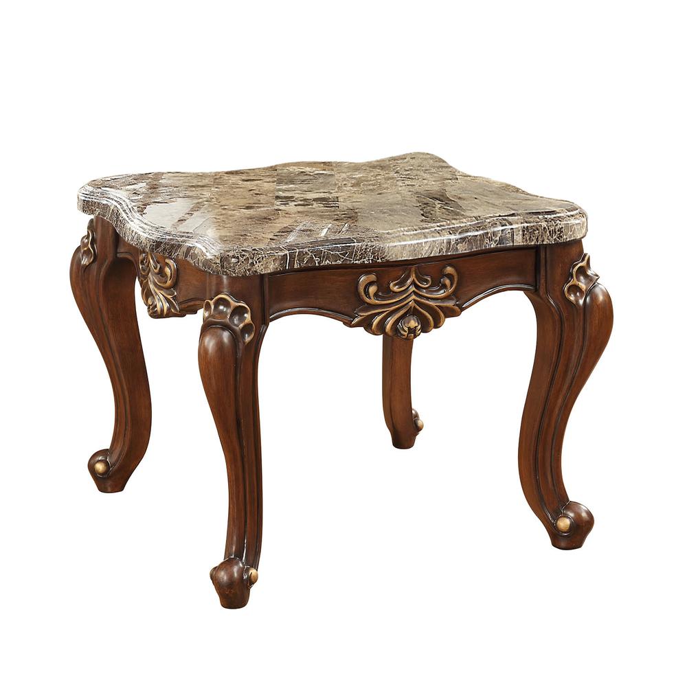 30" X 30" X 24" Marble Walnut Wood End Table. Picture 1