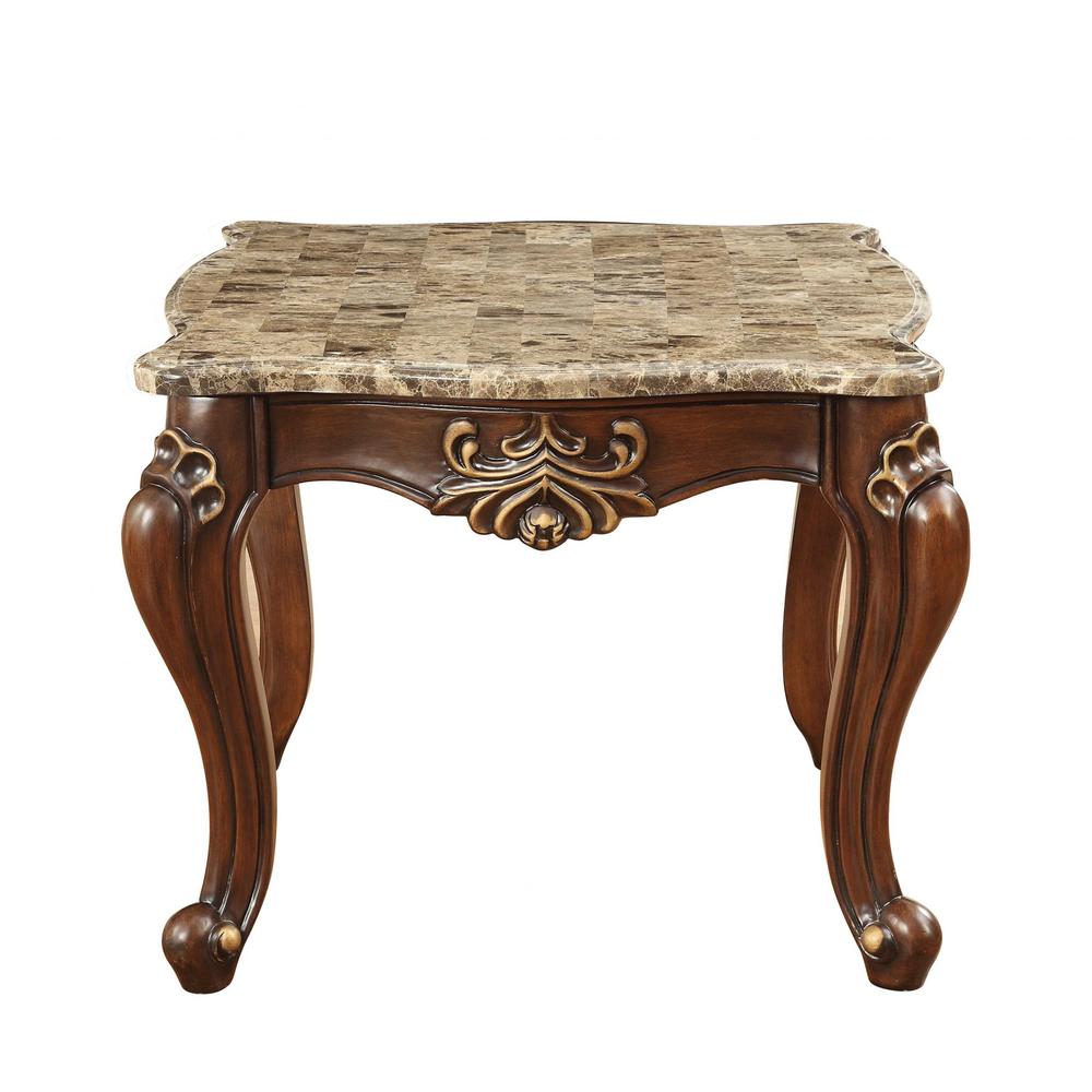 30" X 30" X 24" Marble Walnut Wood End Table. Picture 3