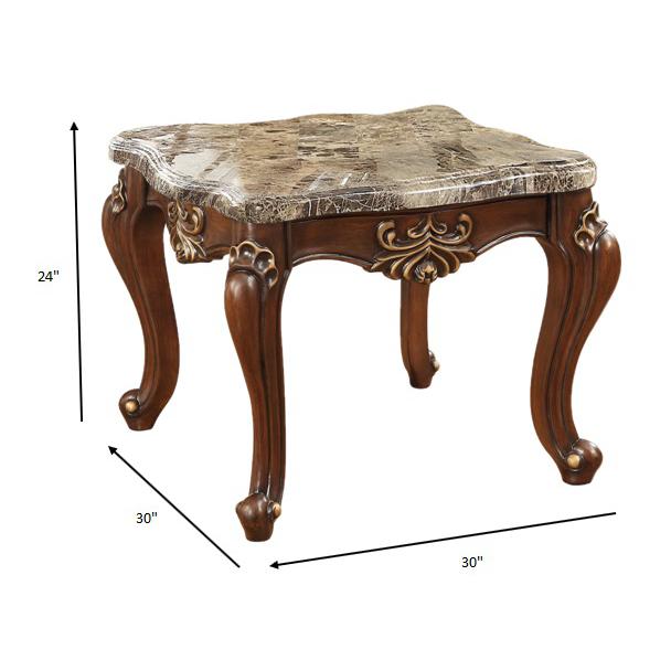 30" X 30" X 24" Marble Walnut Wood End Table. Picture 4
