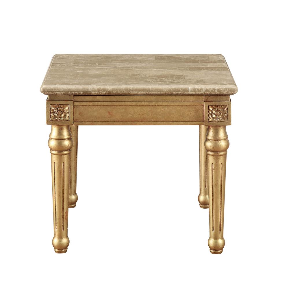 26" X 26" X 24" Marble Antique Gold Wood End Table. Picture 3