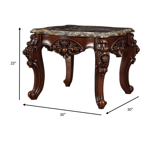 30" X 30" X 25" Marble Walnut Wood End Table. Picture 4