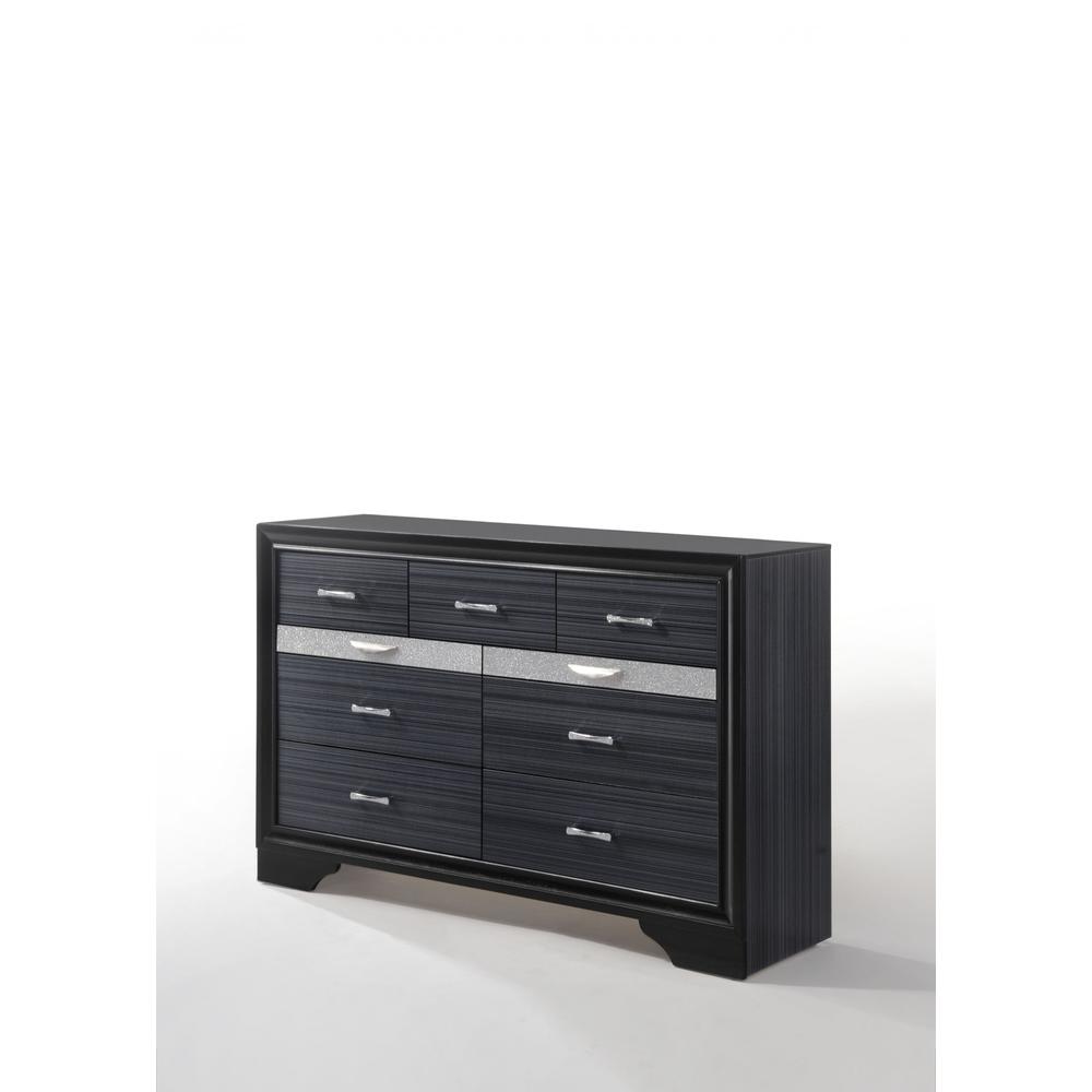 39" Contemporary Black Wood Finish Dresser with 9 Drawers - 348186. Picture 1