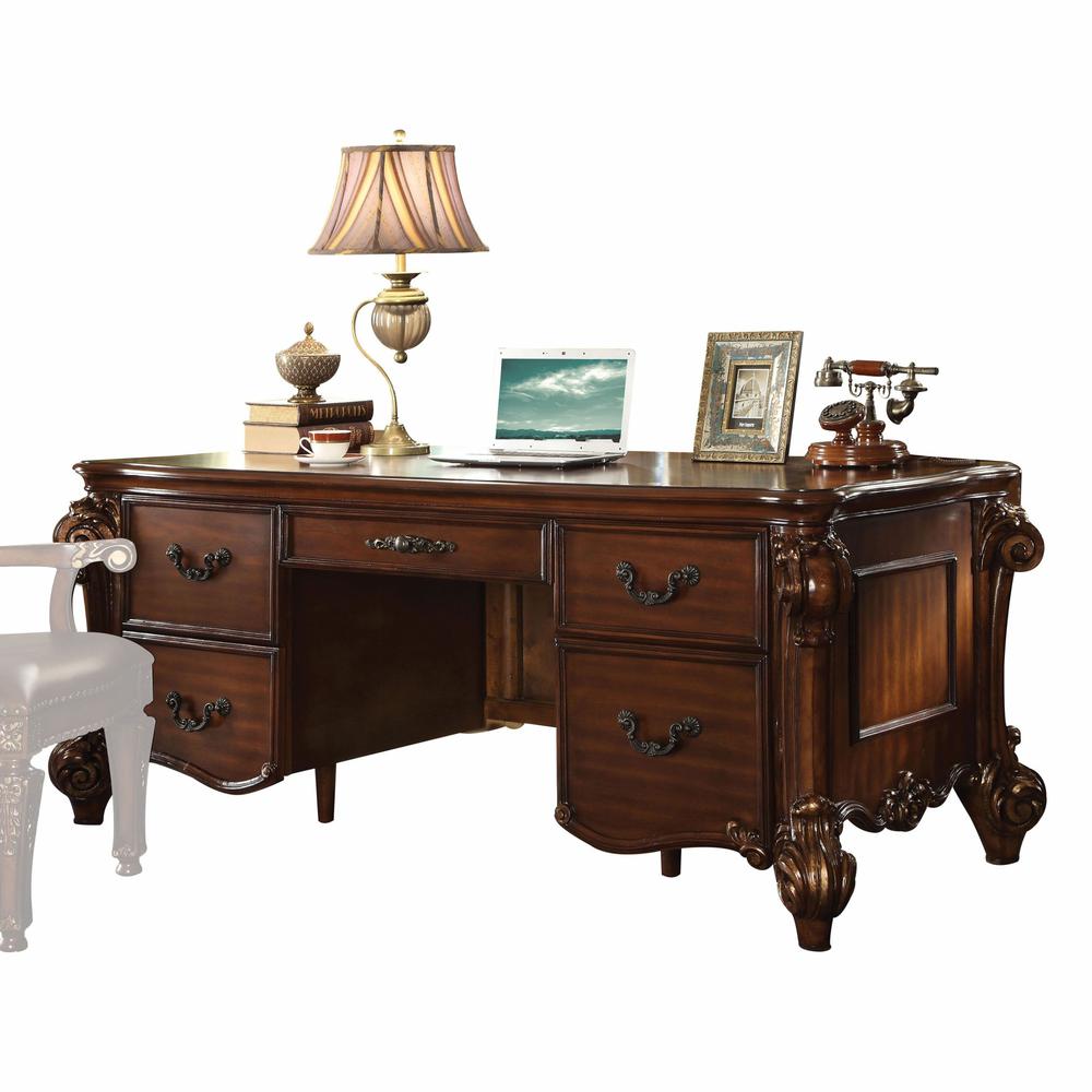37" X 74" X 31" Cherry Wood Poly Resin Executive Desk - 348663. Picture 1