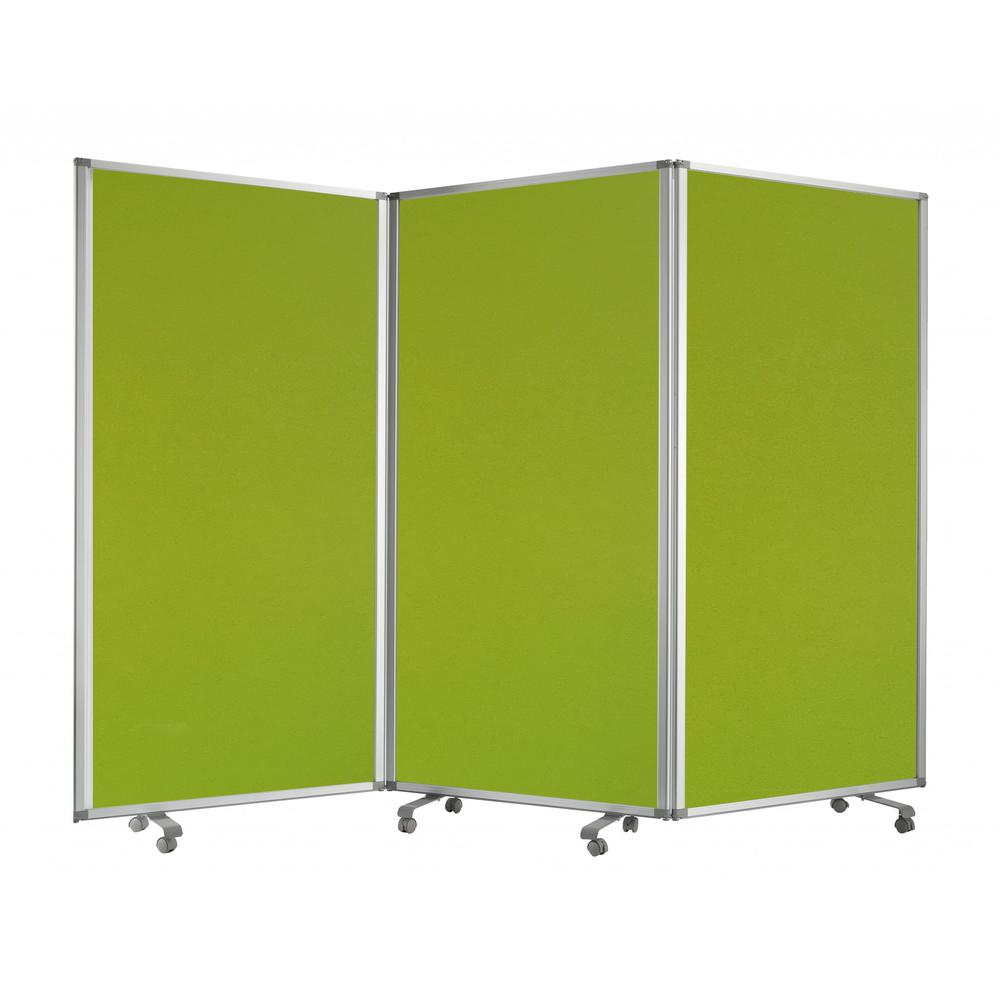 Green Rolling 3 Panel Room Divider Screen - 348667. Picture 1