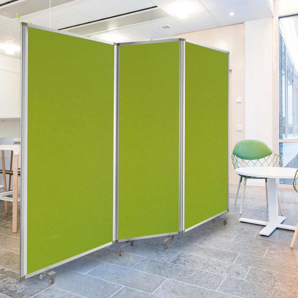 Green Rolling 3 Panel Room Divider Screen - 348667. Picture 4