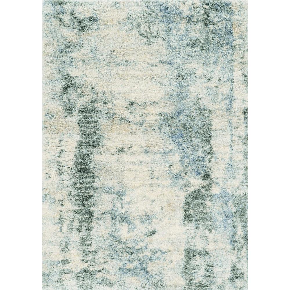 8'x10' Ivory Blue Machine Woven Abstract Indoor Area Rug - 349690. Picture 1