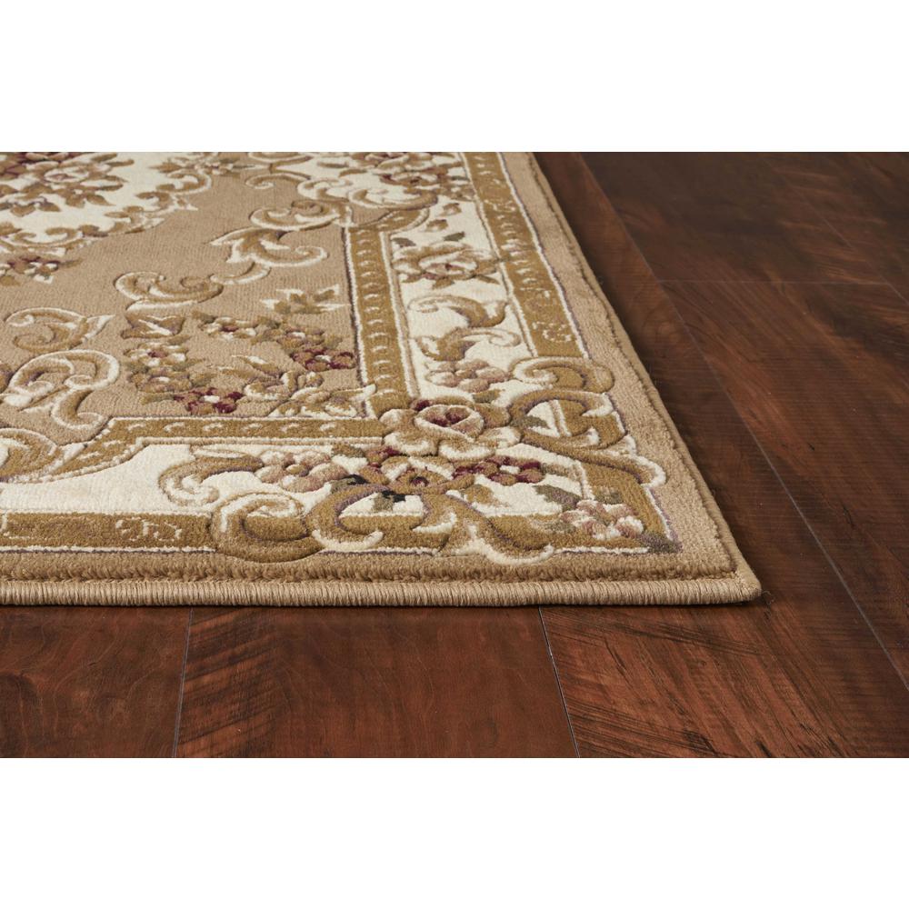 8'x11' Beige Ivory Machine Woven Hand Carved Floral Medallion Indoor Area Rug - 349693. Picture 4