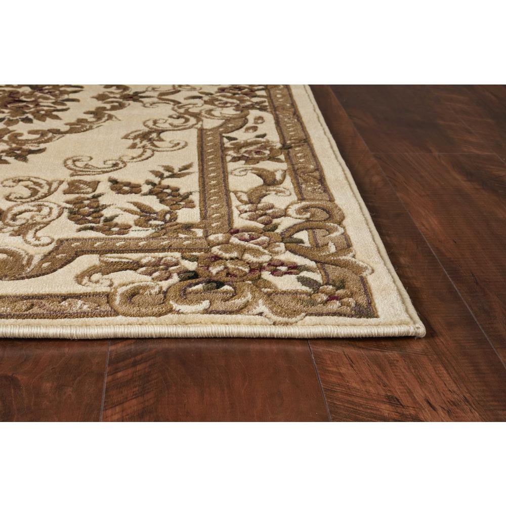 8'x11' Ivory Machine Woven Hand Carved Floral Medallion Indoor Area Rug - 349695. Picture 4
