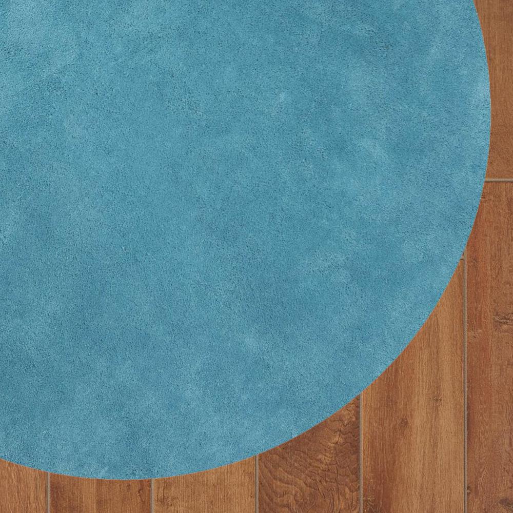 8' Round  Polyester Highlighter Blue Area Rug - 349767. Picture 3