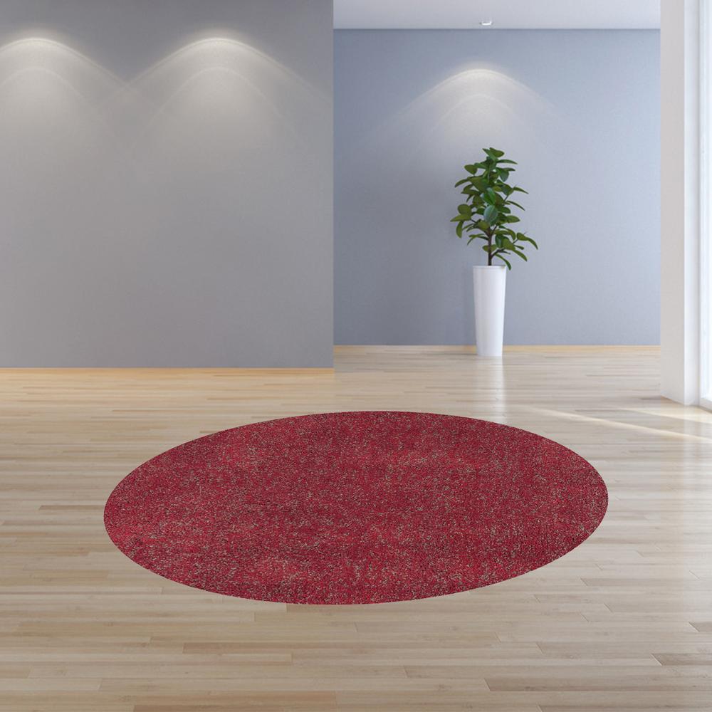 8' Round  Polyester Red Heather Area Rug - 349773. Picture 4