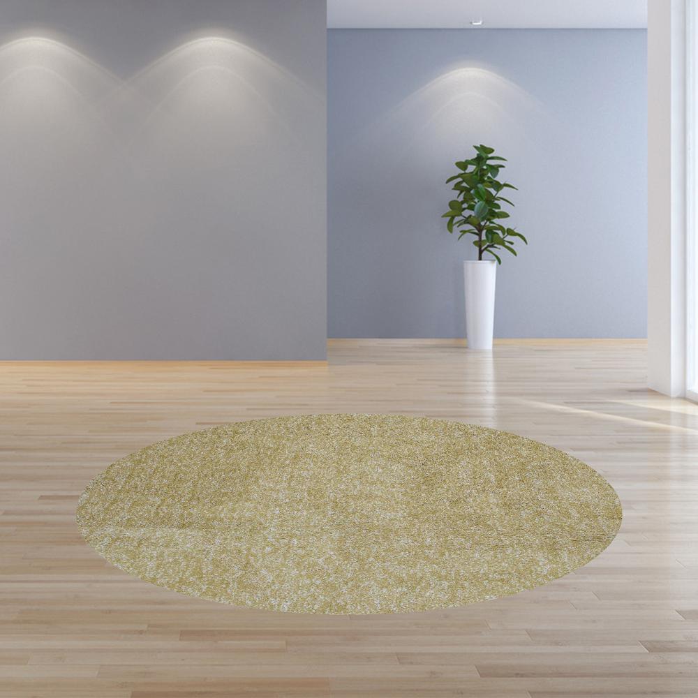 8' Round  Polyester Yellow Heather Area Rug - 349775. Picture 4