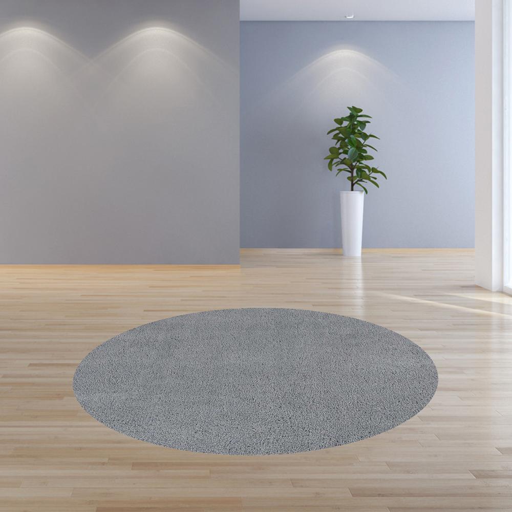 8' Round  Polyester Grey Area Rug - 349781. Picture 4