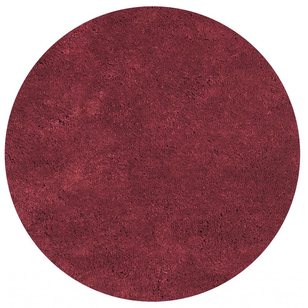 8' Red Round Indoor Shag Rug - 349782. Picture 1