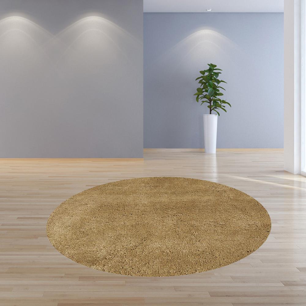 8' Round  Polyester Gold Area Rug - 349785. Picture 4