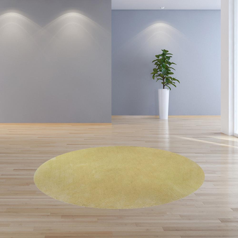 8' Canary Yellow Round Indoor Shag Rug - 349788. Picture 4