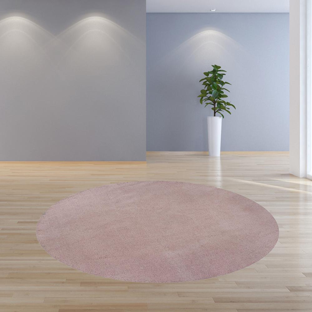 8' Round  Polyester Rose Pink Area Rug - 349789. Picture 4