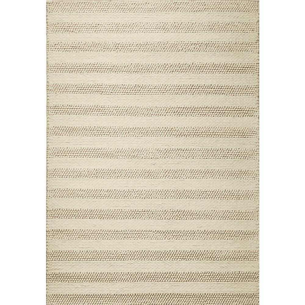 5'x7' White Ivory Hand Woven Knobby Cornish Stripe Indoor Area Rug - 349791. Picture 1