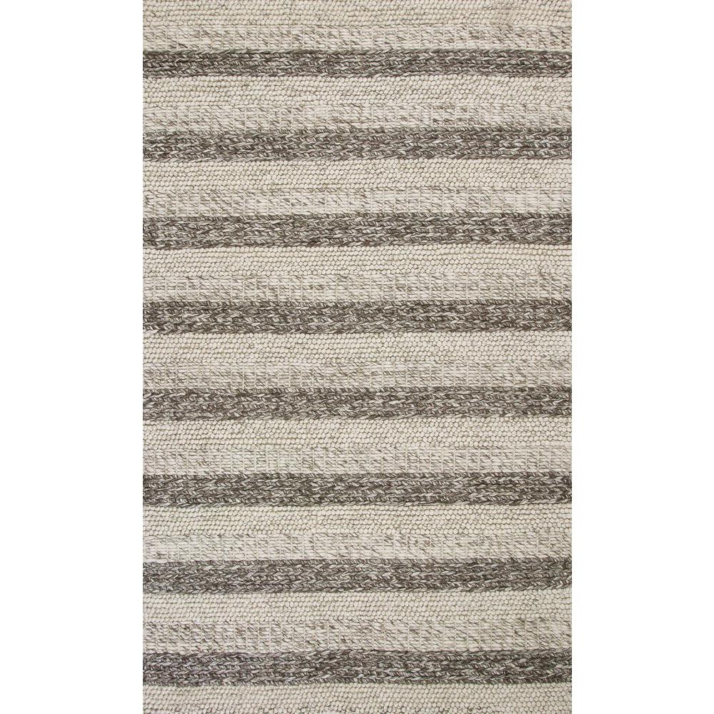 5'x7' Grey White Hand Woven Knobby Stripes Indoor Area Rug - 349793. Picture 1