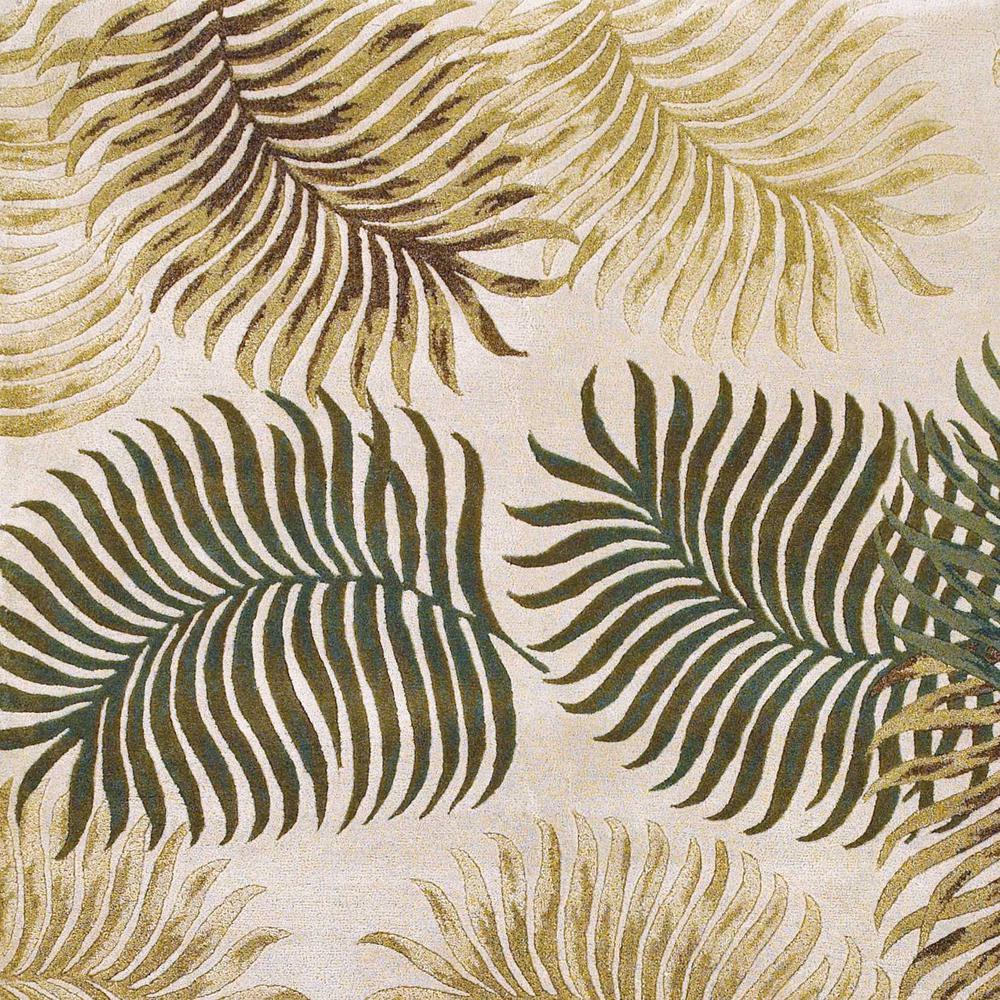 5'x8' Natural Beige Hand Tufted Tropical Leaves Indoor Area Rug - 349816. Picture 4