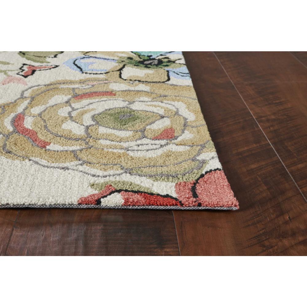 8'x10' Sand Beige Hand Hooked Oversized Floral Indoor Area Rug - 349834. Picture 4