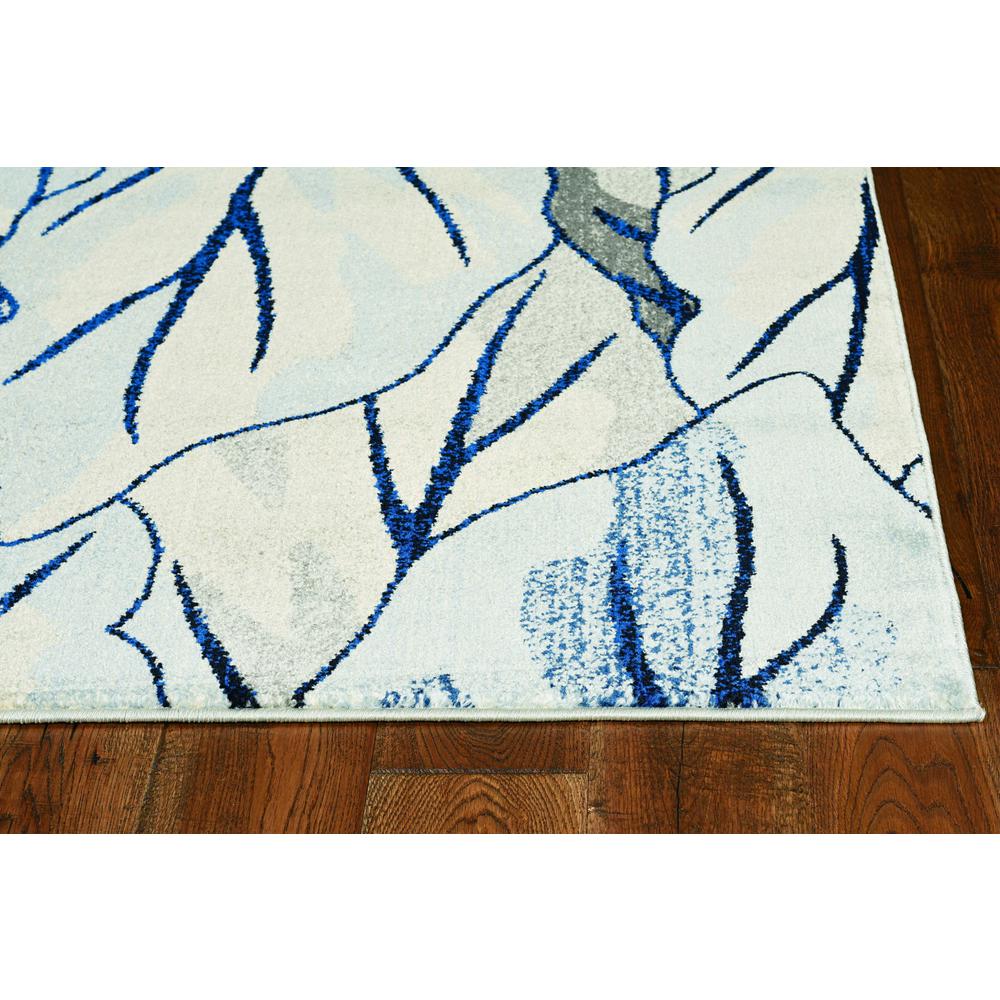 8'x11' Grey Navy Machine Woven Oversized Leaves Indoor Area Rug - 349844. Picture 2