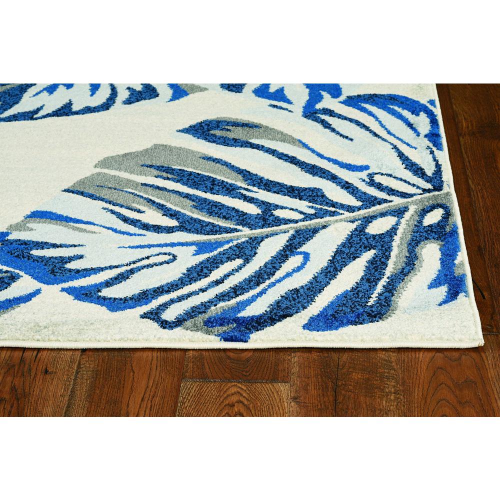 8'x11' Grey Blue Machine Woven Oversized Tropical Leaves Indoor Area Rug - 349846. Picture 2
