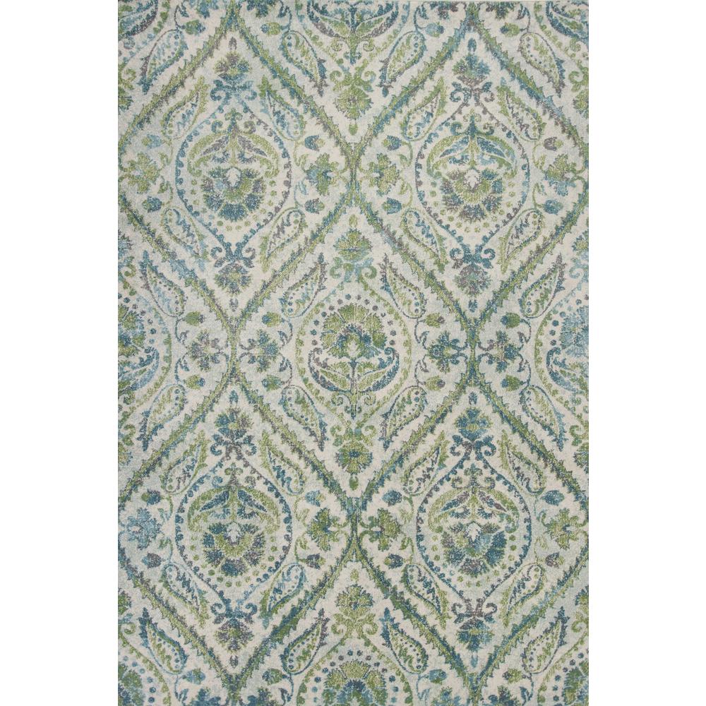 7' x 10'  Polypropylene Ivory or Teal Area Rug - 349847. Picture 1